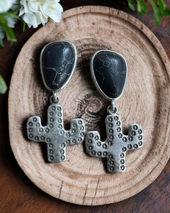 TERRA BLACK CACTUS EARRINGS