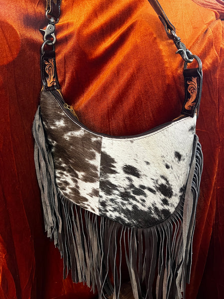 MARCIE HAIR ON HIDE FRINGE HANDBAG