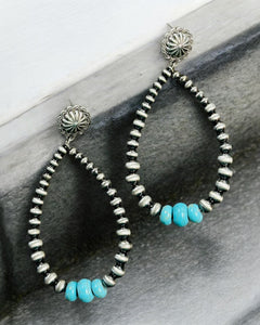 DENA NAVAJO AND TURQUOISE TEARDROP EARRING