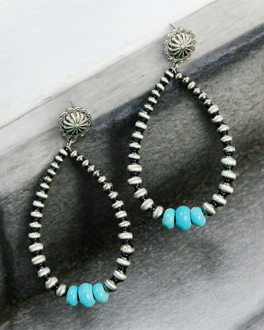 DENA NAVAJO AND TURQUOISE TEARDROP EARRING