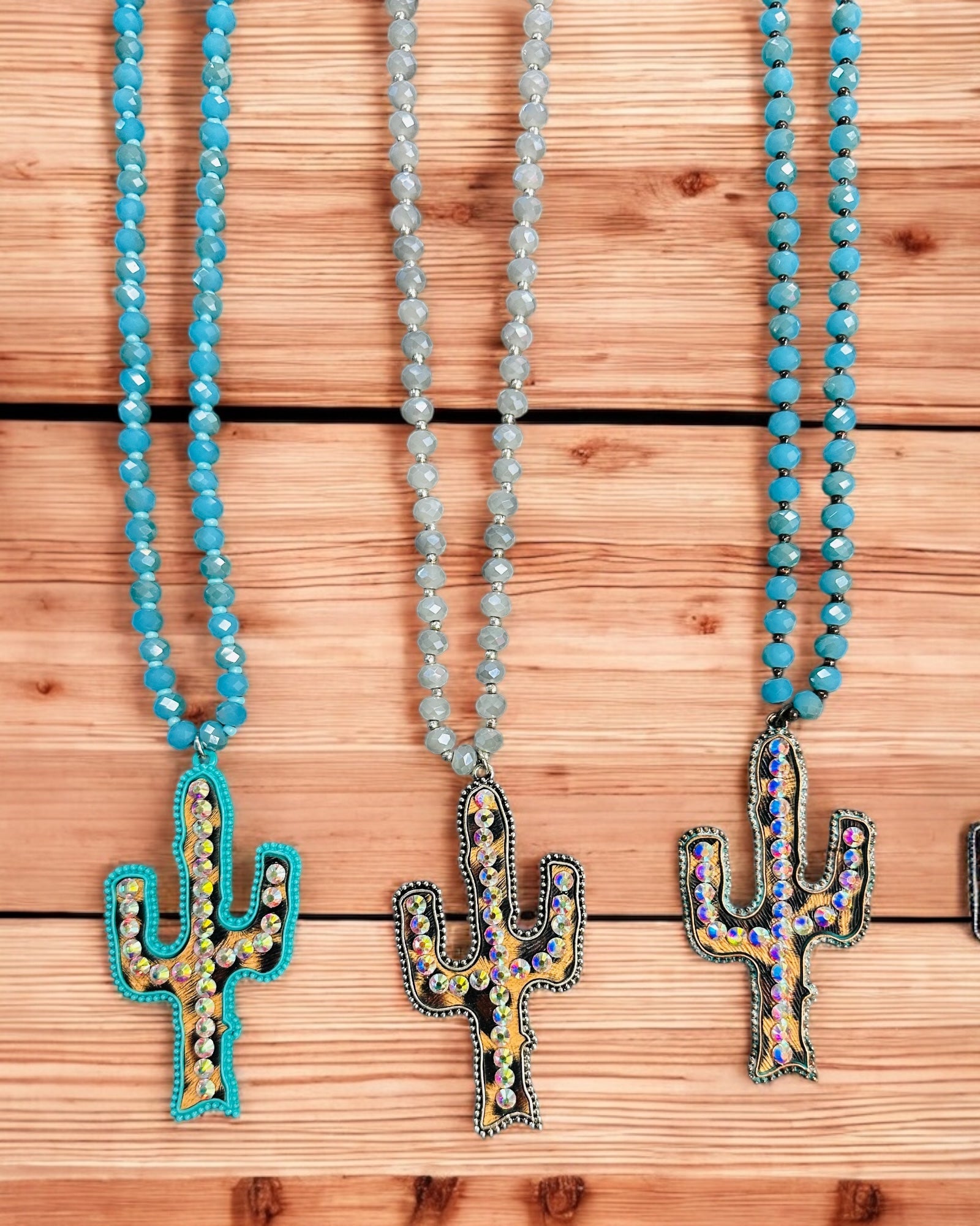 RHINESTONE CACTUS BEADED NECKLACE