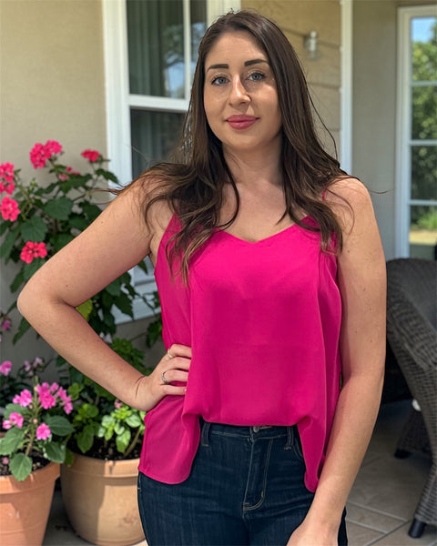 LILLY FUCHSIA V NECK TANK