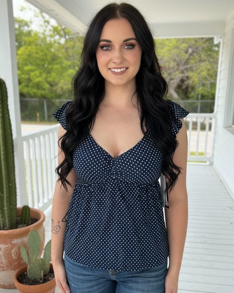 JEANA NAVY DOT TOP