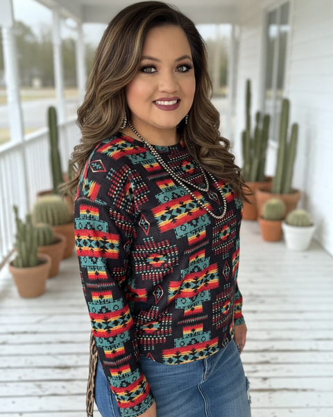 RENEE AZTEC LEOPARD TOP