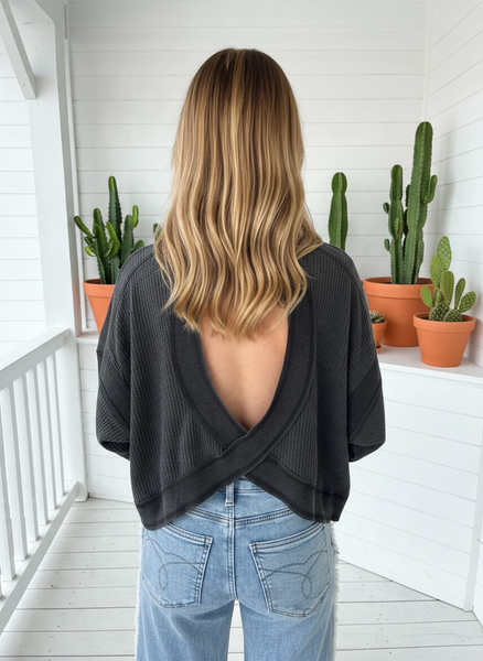RILEY OPEN BACK CHARCOAL OPEN BACK TOP
