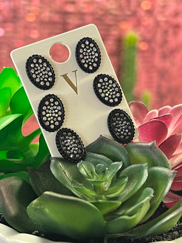 BLACK 3 PC STUD EARRINGS