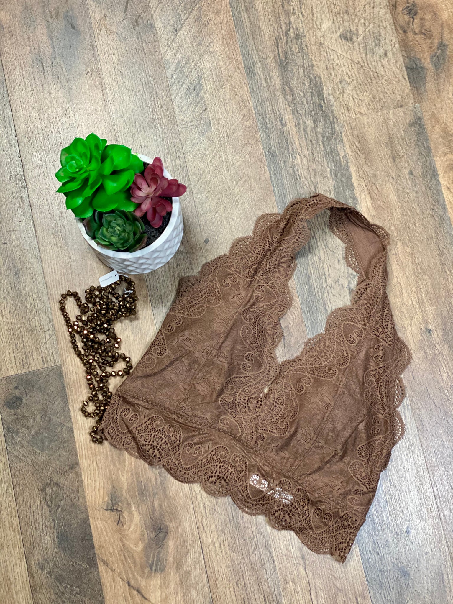 BROWN LACE BRALETTE