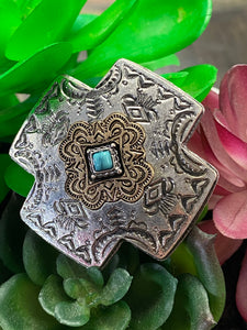 SILVER GOLD AND TURQUOISE RING
