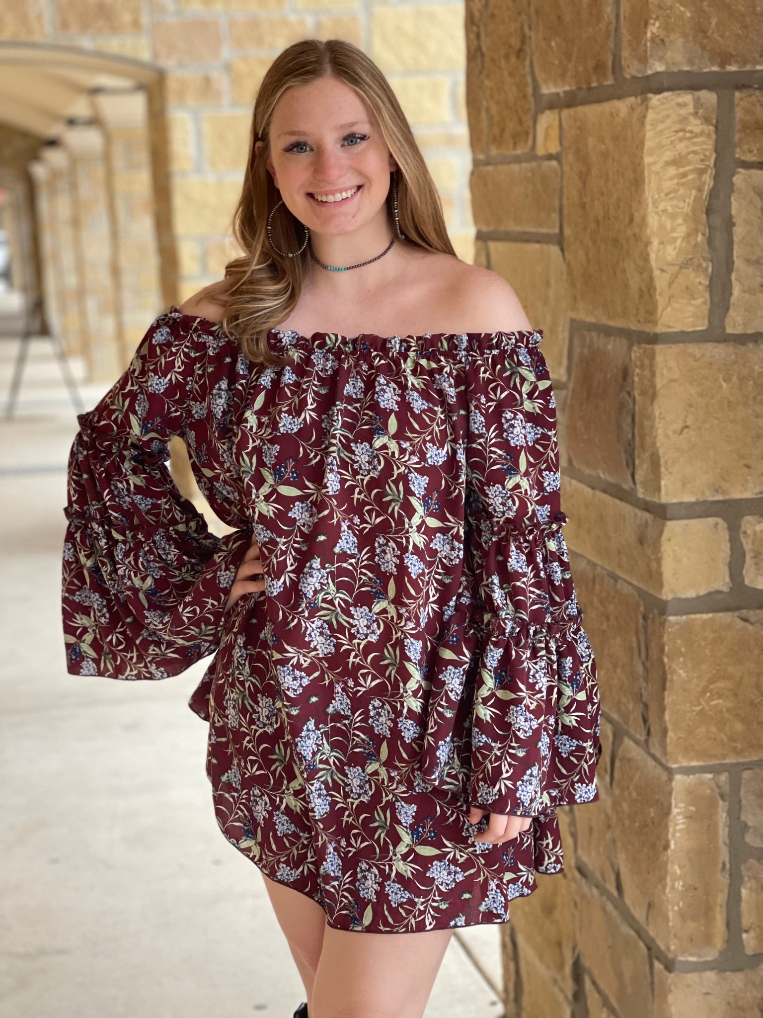 BURGUNDY OFF SHOULDER