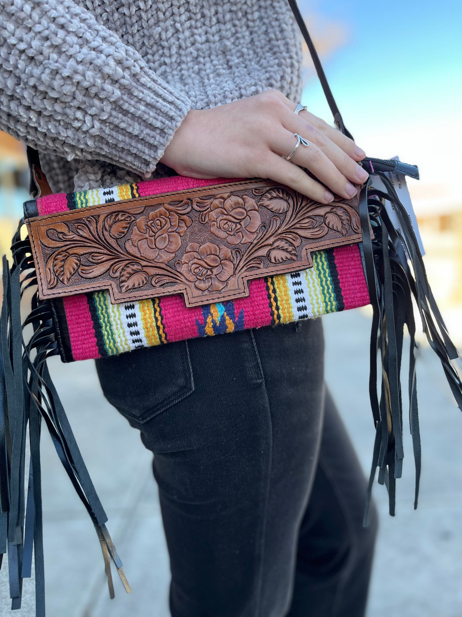 TOOLED CROSSBODY BAG