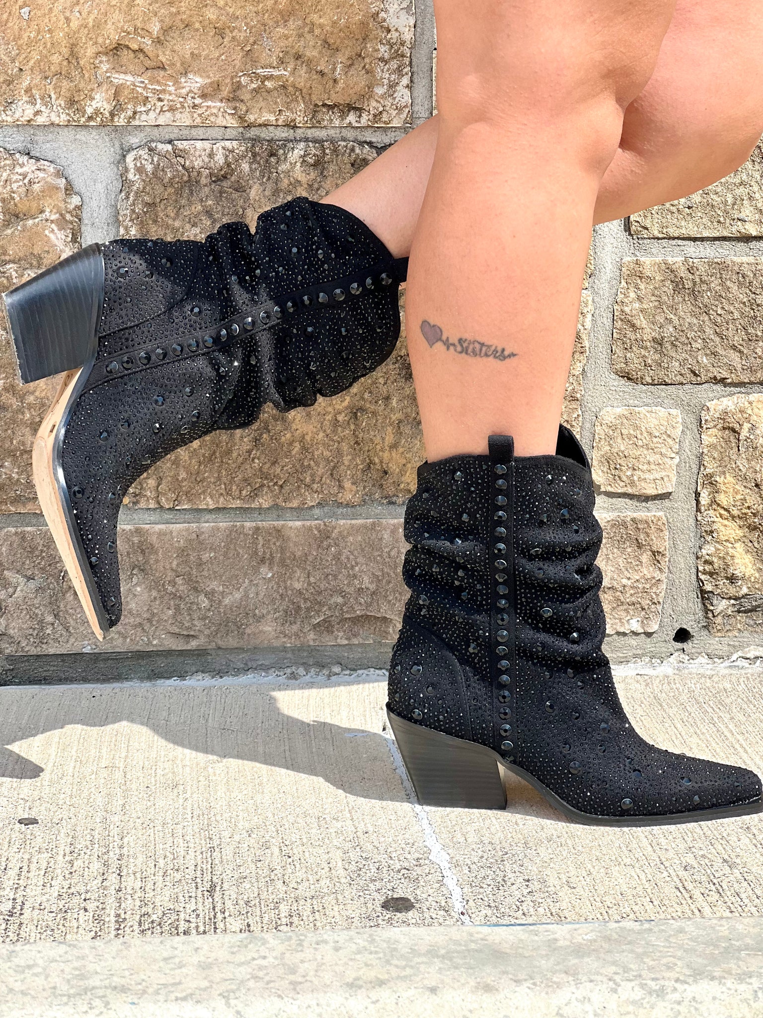 BLACK JESSICA SIMPSON SHIMMER BOOT