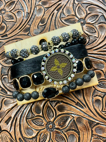 BLACK UPCYCLED BRACELET STACK