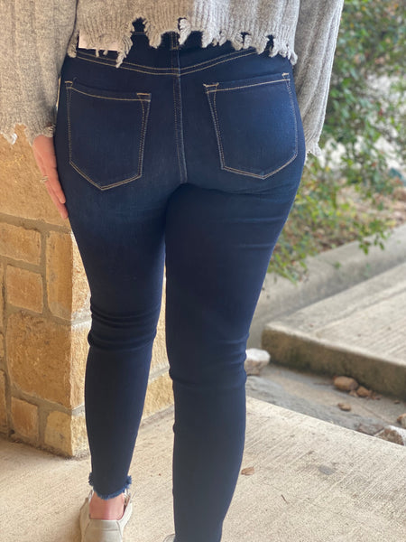 KAN CAN DARK WASH HIGH RISE ANKLE SKINNY JEAN