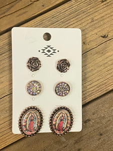 LADY GUADALUPE 3 PC EARRINGS
