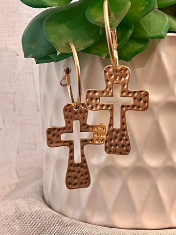 GOLD CROSS EARRING