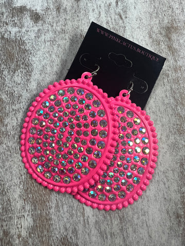 HOT PINK LARGE MARGE EARRING