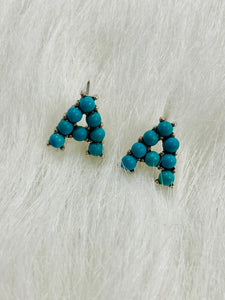 TURQUOISE INITIAL EARRINGS