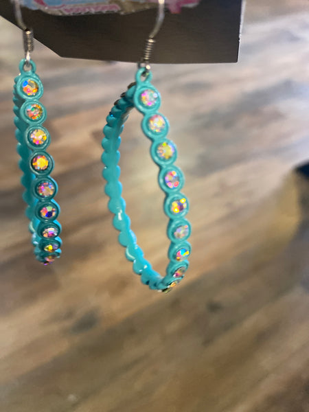RHINESTONE LINED TEARDROP HOOP