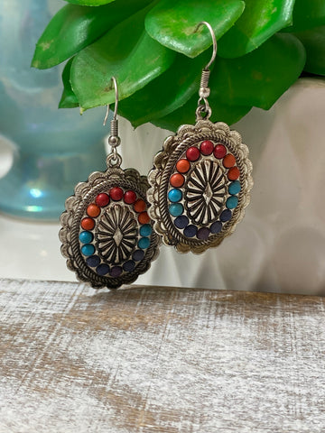 MULTICOLOR CONCHO EARRINGS