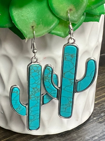 NINA TURQUOISE CACTUS EARRINGS