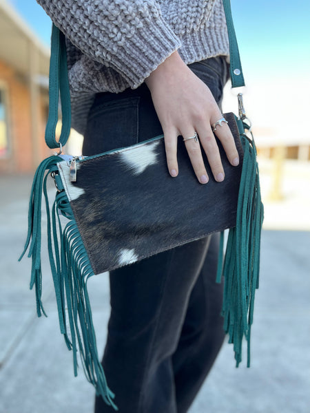 HAIR ON HIDE FRINGE BAG