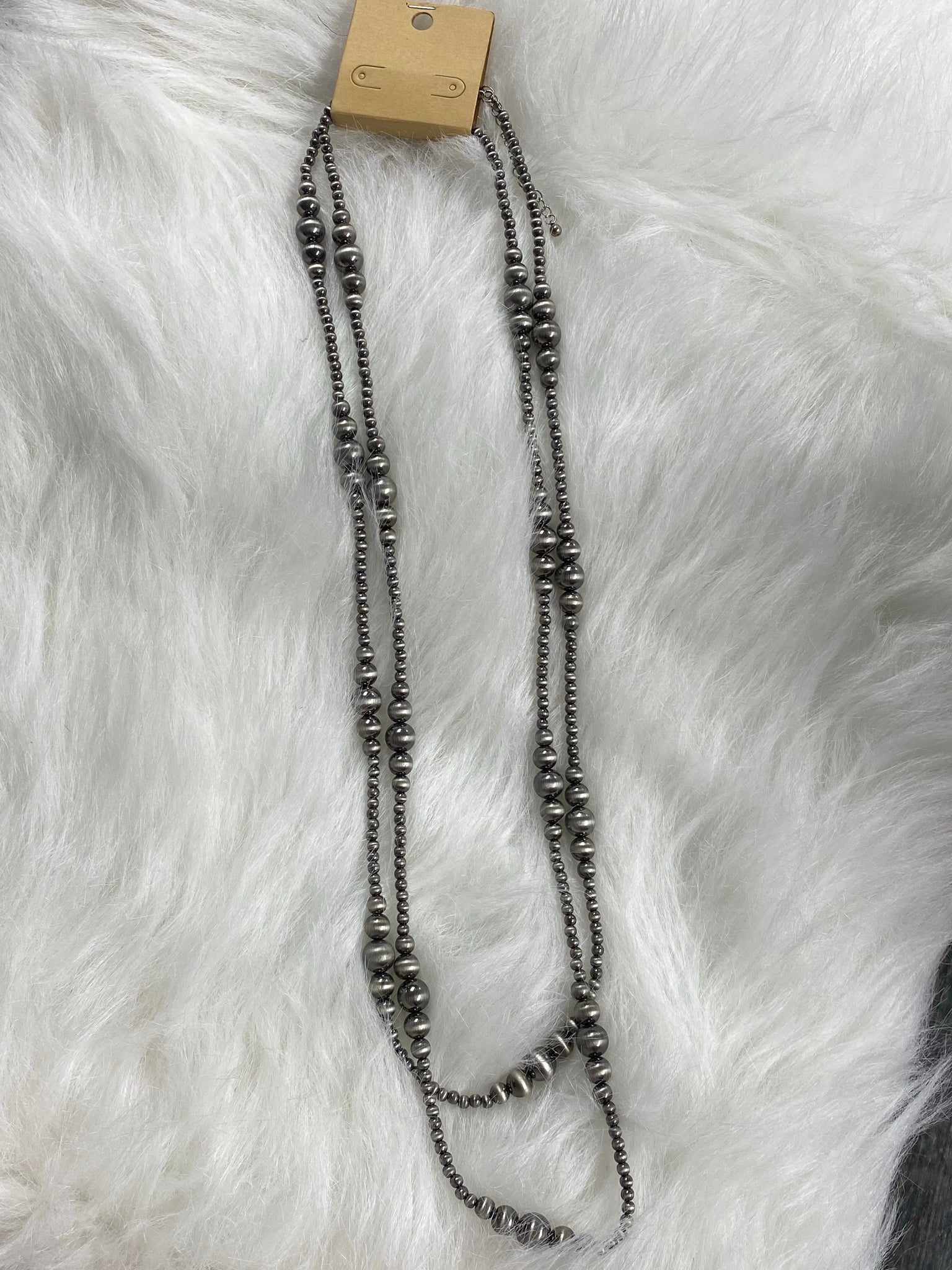 LONG NAVAJO BEAD SILVER