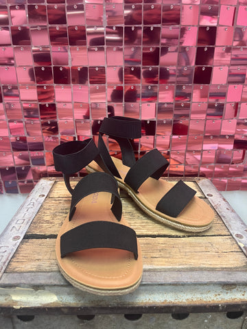 BLACK STRETCH SANDAL