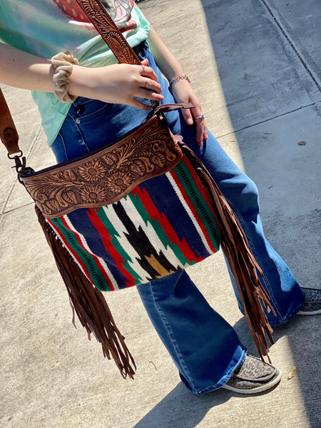 POTH BLUE SADDLEBLANKET HANDBAG